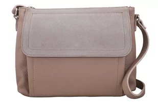 Torebka skórzana z zamszową klapką - Różowa pudrowa - Torebki damskie Torebka skórzana z zamszową klapką - Różowa pudrowa - Torebki damskie - miniaturka - grafika 1