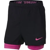 Spodenki damskie - Nike Kids Dri-FIT 2 w 1 szorty treningowe, czarny/lawendowa mgiełka/lawendowa mgiełka, XS - miniaturka - grafika 1