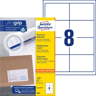 Avery Zweckform ETIKETT 97X67 7MM INKJETLASERCOPY WHITE labels QuickPEEL take-of (3660) - Etykiety do drukarek - miniaturka - grafika 8