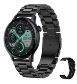 Smartwatch - Bestphone BF10 Czarny z opaską silikonową i stainless czarna - miniaturka - grafika 1