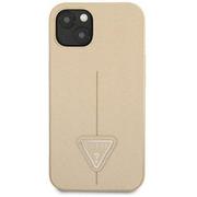 Etui i futerały do telefonów - Guess GUHCP13MPSATLE iPhone 13 6,1" beżowy/beige hardcase SaffianoTriangle Logo 3666339040321 - miniaturka - grafika 1