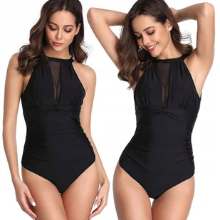 JEDNOCZĘŚCIOWY STRÓJ KĄPIELOWY CZARNY KOSTIUM WYSZCZUPLAJĄCY MONOKINI L - Stroje kąpielowe - miniaturka - grafika 1