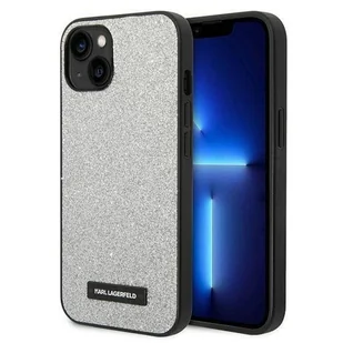 Karl Lagerfeld Oryginalne Etui Hardcase KLHCP14SG2ELS do iPhone 14 (Solid Glitter Plaque Logo / srebrny) - Etui i futerały do telefonów - miniaturka - grafika 1