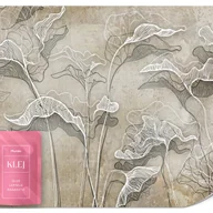 Fototapety - FOTOTAPETA DO SALONU MALOWANE LIŚCIE LINE-ART ABSTRAKCJA BETON LOFT 450x315 - miniaturka - grafika 1