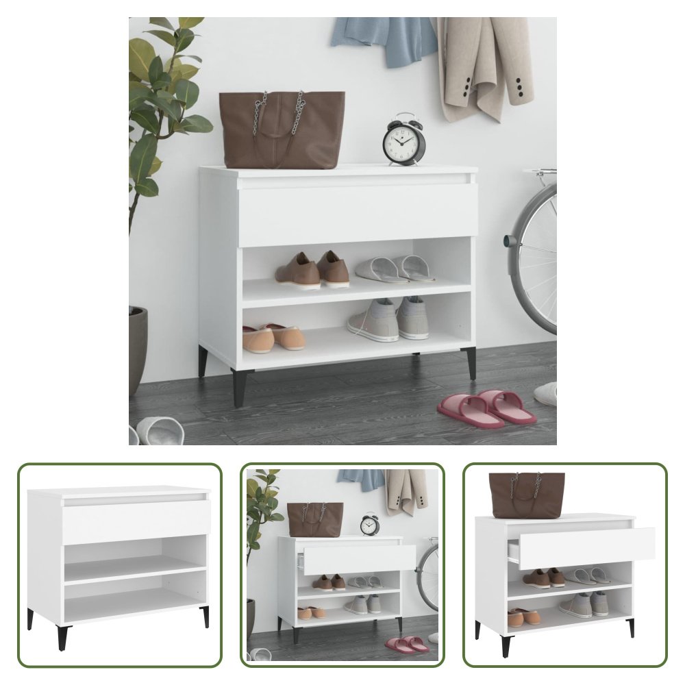 The Living Store Stojak na buty Biały 70x36x60 cm Materiał drewnopochodny