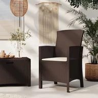 Fotele i krzesła ogrodowe - Lumarko Krzesło ogrodowe z poduszką, rattan PP, brązowy - miniaturka - grafika 1