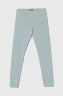 Spodnie i spodenki dla dziewczynek - United Colors of Benetton legginsy dziecięce kolor niebieski gładkie - miniaturka - grafika 1