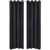 Zasłony - vidaXL Czarne zasłony zaciemniające z metalowymi otworamix2 135x245 cm - miniaturka - grafika 1