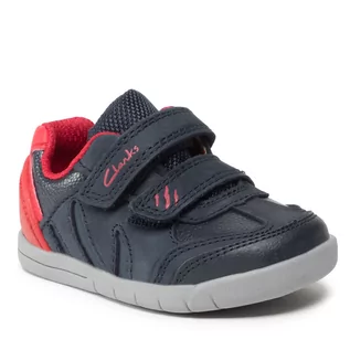 Buty dla chłopców - Sneakersy Clarks - Rex Play T 261614406 Navy/Red Leather - grafika 1