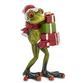 Ozdoby bożonarodzeniowe - Figurka 14x8x8,5 cm Żaba Św. Mikołaj z prezentami - miniaturka - grafika 1