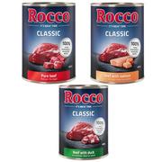 Mokra karma dla psów - 5 + 1 gratis! Mieszany pakiet próbny Rocco Classic, 6 x 400 g  - Mix V: czysta wołowina, wołowina/łosoś, wołowina/kaczka - miniaturka - grafika 1
