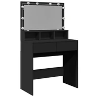 Toaletki - vidaXL Toaletka z oświetleniem LED czarna 80x41x134,5 cm - miniaturka - grafika 1