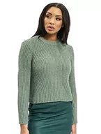 Swetry damskie - ONLY Sweter damski z długim rękawem, Zielony (Balsam Green Detail: White Melange), XL - miniaturka - grafika 1