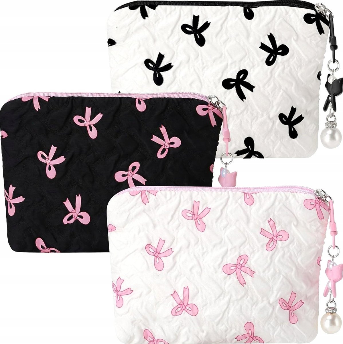 KOSMETYCZKA 3 SZTUKI MAŁA 14X10X2CM DO TOREBKI ZAMEK BŁYSKAWICZNY