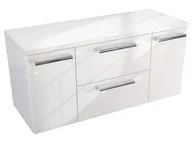 Szafki łazienkowe - Szafka Wisząca Z Blatem ATH 100 cm D - Biały Wysoki Połysk - Uchwyty Chromowane - miniaturka - grafika 1