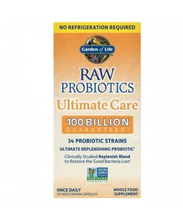Garden of life RAW Probiotics, Ultimate Care, 100 miliard CFU, 34 szczepy probiotyczne, 30 kapsułek ziołowych - Układ pokarmowy - miniaturka - grafika 1