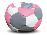 Fotele i pufy dla dzieci - Pufa piłka XXXL worek szaro-różowo-biała - miniaturka - grafika 1