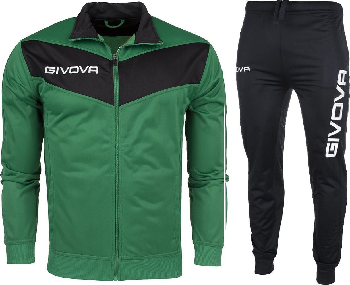 Givova Dres treningowy piłkarski komplet bluza spodnie Givova Tuta Visa Triacetato zielono-czarny TR018 1310 XL