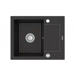 Mexen Enzo zlewozmywak granitowy 1-komorowy z krótkim ociekaczem 576 x 465 mm, czarny nakrapiany - 6506571005-76 - Zlewozmywaki - miniaturka - grafika 1