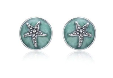 ankabizuteria.pl Kolczyki srebrne turkusowa emalia ROZGWIAZDA