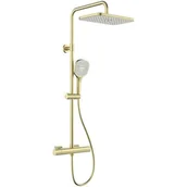 Zestawy prysznicowe - Zestaw prysznicowy natynkowy KFA ARMATURA Malaga 5756-910-31 z deszczownicą Złoto szczotkowane - miniaturka - grafika 1