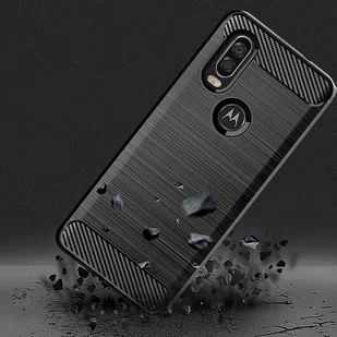 Carbon Case elastyczne etui pokrowiec Motorola One Vision czarny - Etui i futerały do telefonów - miniaturka - grafika 3