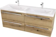 Szafki łazienkowe - Szafka Łazienkowa z Umywalką 120 cm DUO ATH DC MAT -Drewnodekor mat  - Uchwyt Chrom - miniaturka - grafika 1