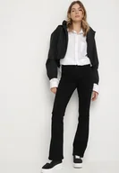 Spodnie damskie - Czarne Jeansy o Kroju Dzwonów z Regularnym Stanem Fesarise - miniaturka - grafika 1