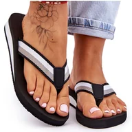 Klapki i japonki damskie - Damskie Klapki Japonki Na Platformie Big Star LL274781 Czarne - miniaturka - grafika 1