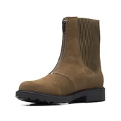 Botki damskie - Clarks Botki Orinoco2 Up, zamszowe, zielone, damskie, Dark Olive Sde, 40 EU - miniaturka - grafika 1