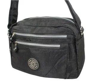 Stylowa Lekka Materiałowa Torba Pozioma Średnia Na Ramię Bag Street NR 2245 CZARNY 28 x 19 x 12 [cm] - Torebki damskie - miniaturka - grafika 2