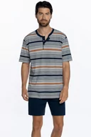 Piżamy męskie - Piżama męska CALEB Ciemnoniebieski L - miniaturka - grafika 1