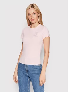 Koszulki i topy damskie - Juicy Couture T-Shirt Diamante JCWC122079 Różowy Slim Fit - grafika 1