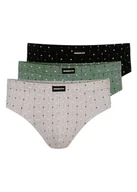 Majtki męskie - Majtki męskie slipy Classic Henderson 3-pak czarny, zielony khaki, jasnoszary XL - miniaturka - grafika 1
