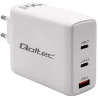 Ładowarki do telefonów - Qoltec Ładowarka sieciowa 100W GaN | 5-20V | 1.5-5A | 2 x USB-C PD | 1 x USB QC 3.0 | Biała - miniaturka - grafika 1