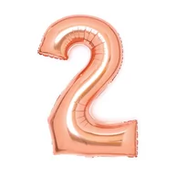 Balony i akcesoria - BALON FOLIOWY CYFRA 2 RÓŻOWE ZŁOTO 66 CM - miniaturka - grafika 1