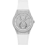 Zegarki damskie - Guess Princess Zegarek Damski z kryształami i białym paskiem GW0439L1 - miniaturka - grafika 1