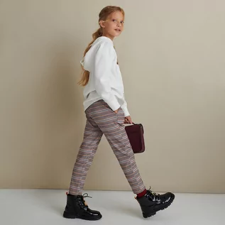 Spodnie i spodenki dla dziewczynek - Reserved - Spodnie w kratę - Różowy - grafika 1