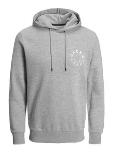 JACK & JONES Męska bluza z kapturem Jjwarrior Sweat Hood, Jasnoszary melanż / nadruk: mały, M - Bluzy męskie - miniaturka - grafika 1