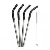 Słomki do napojów - Zestaw słomek stalowych wielokrotnego użycia ze szczotką do czyszczenia Mizu grey camo - miniaturka - grafika 1