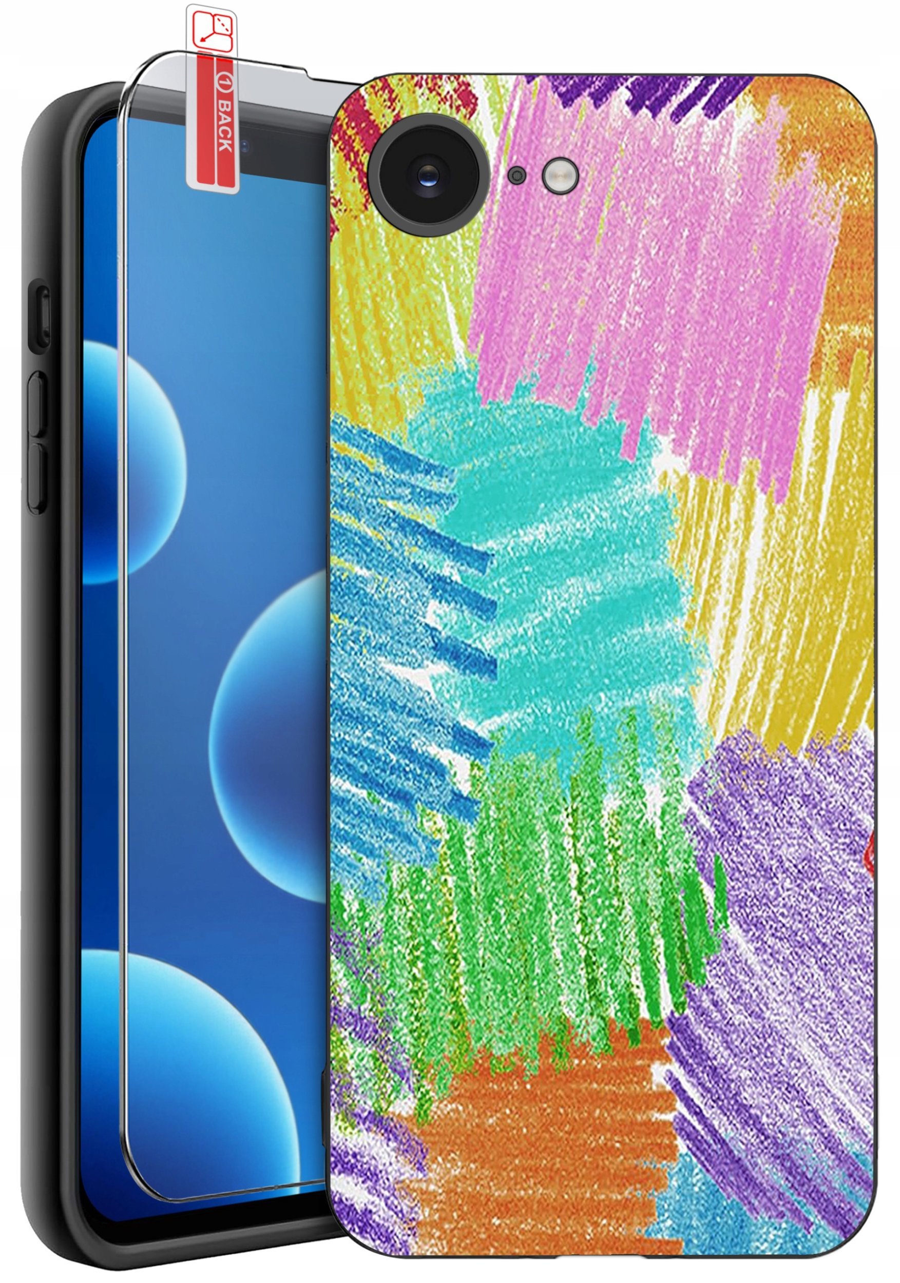 ETUI do iPhone 16e WZORY SILIKONOWE MATT CASE + SZKŁO 9H