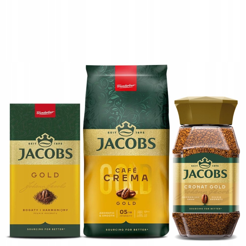 Zestaw kaw Jacobs Crema Pack: kawa ziarnista, instant, mielona Jacobs