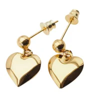 Kolczyki - Kolczyki na wiszących sztyftach- serce i srebro złocone - miniaturka - grafika 1