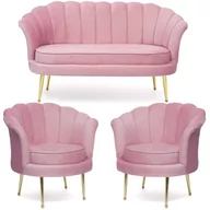 Komplety wypoczynkowe - Sofa muszelka + 2 fotele ELIF / różowy #12 - miniaturka - grafika 1