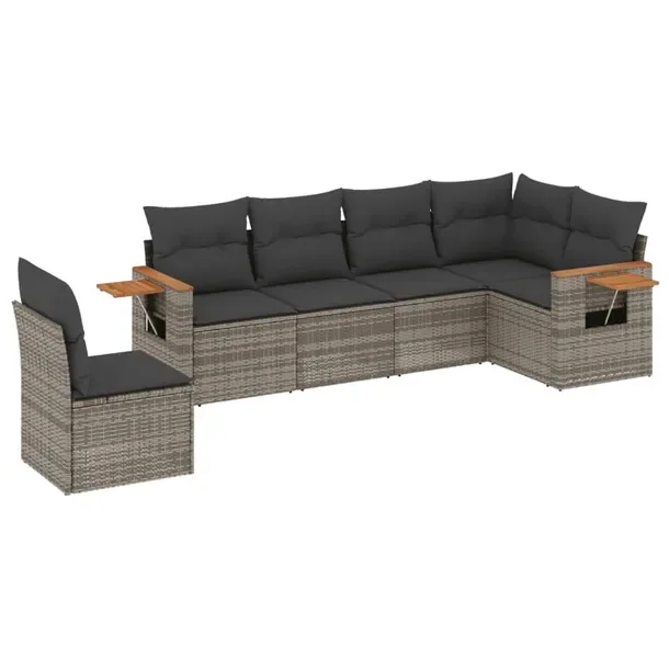 Zestaw wypoczynkowy modułowy szary z rattanem PE, wymiary: 62 x 62 x 69 cm