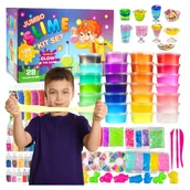 Masy plastyczne - SLIME WIELKI ZESTAW DO ROBIENIA GLUTÓW DLA DZIECI MASA PLASTYCZNA 124w1 - miniaturka - grafika 1