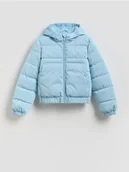 Kurtki i płaszcze dla dziewczynek - Reserved - Pikowana kurtka z kapturem - jasnoniebieski - miniaturka - grafika 1