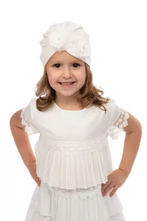 Czapki dla dzieci - Czapka dziewczęca biała-turban BRIANA - bis - grafika 1