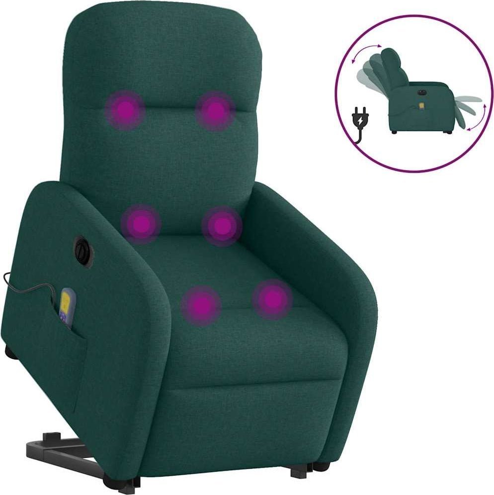 vidaXL vidaXL Podnoszony fotel masujący, elektryczny, rozkładany, zielony