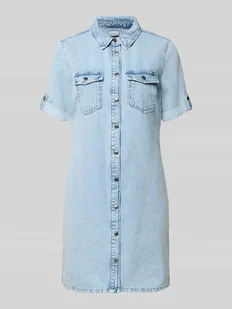 Taliowana sukienka jeansowa z czystej bawełny - Sukienki Taliowana sukienka jeansowa z czystej bawełny - Sukienki - miniaturka - grafika 1